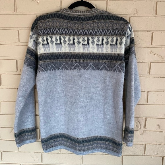 Tejidos Aly Marka Alpaca Sweater Womens Size Medium Gray Crew Neck Pullover Peru - Picture 5 of 7